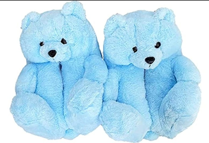 Teddy Bear Hug House Shoes Light Blue(One Size 6-9)Fits All